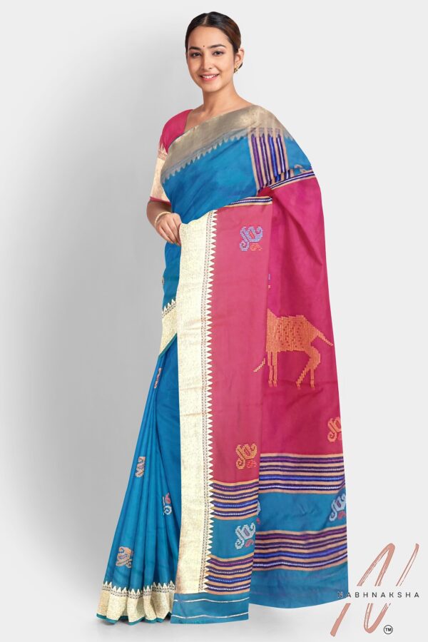Blue - Red Katan Silk - Image 2