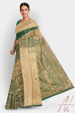 Green - Gold Khaddi Georgette Saree