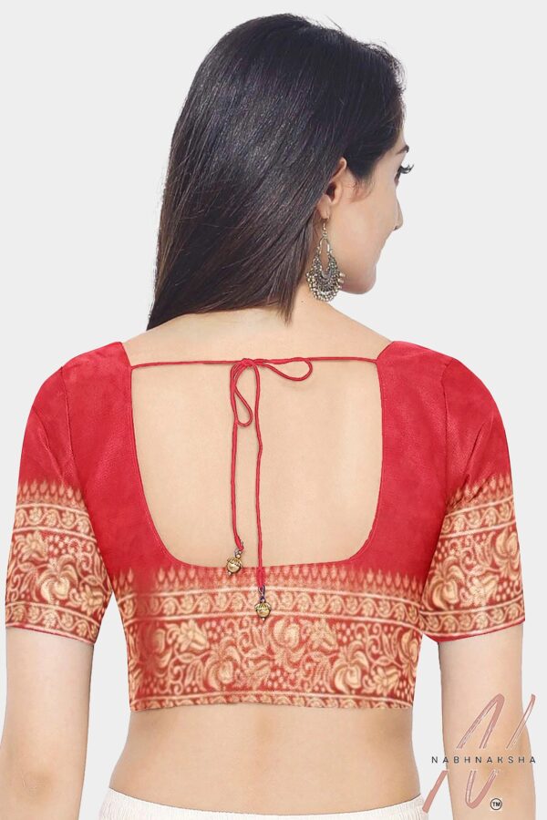 Grey - Red Gajji Silk Saree - Image 5