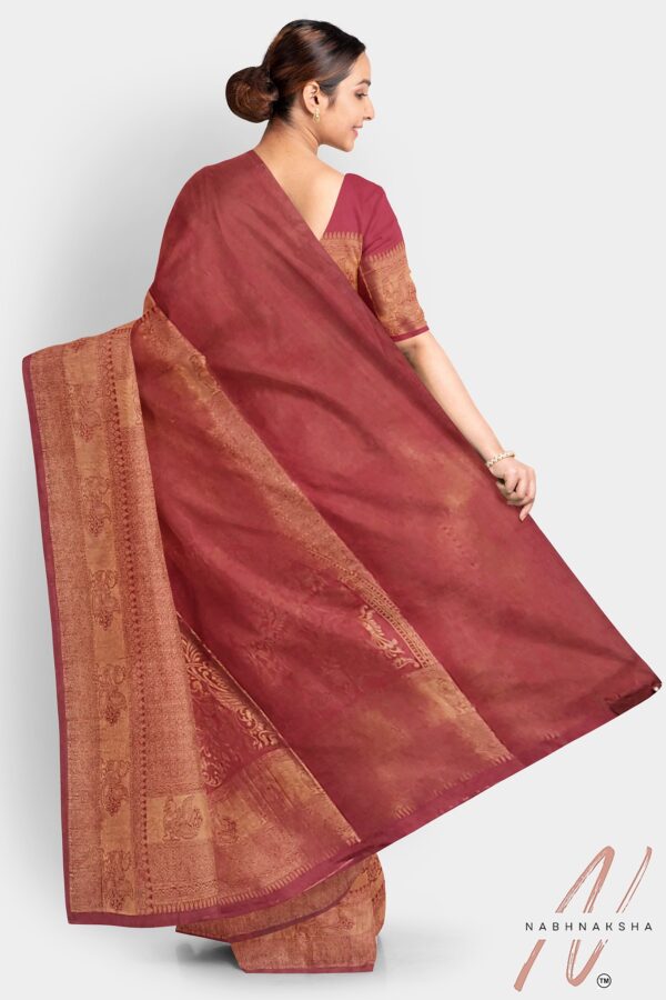 Maroon Malberry Silk Saree - Image 3