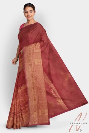 Maroon Malberry Silk Saree