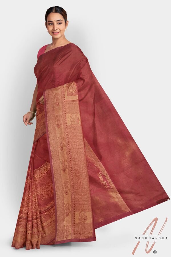 Maroon Malberry Silk Saree