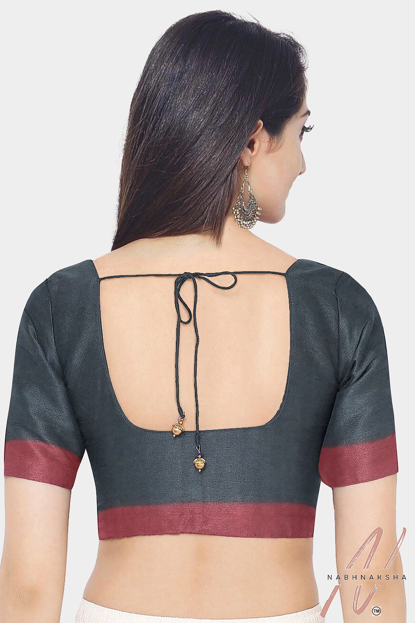 Black - Maroon Silk Saree - Image 5