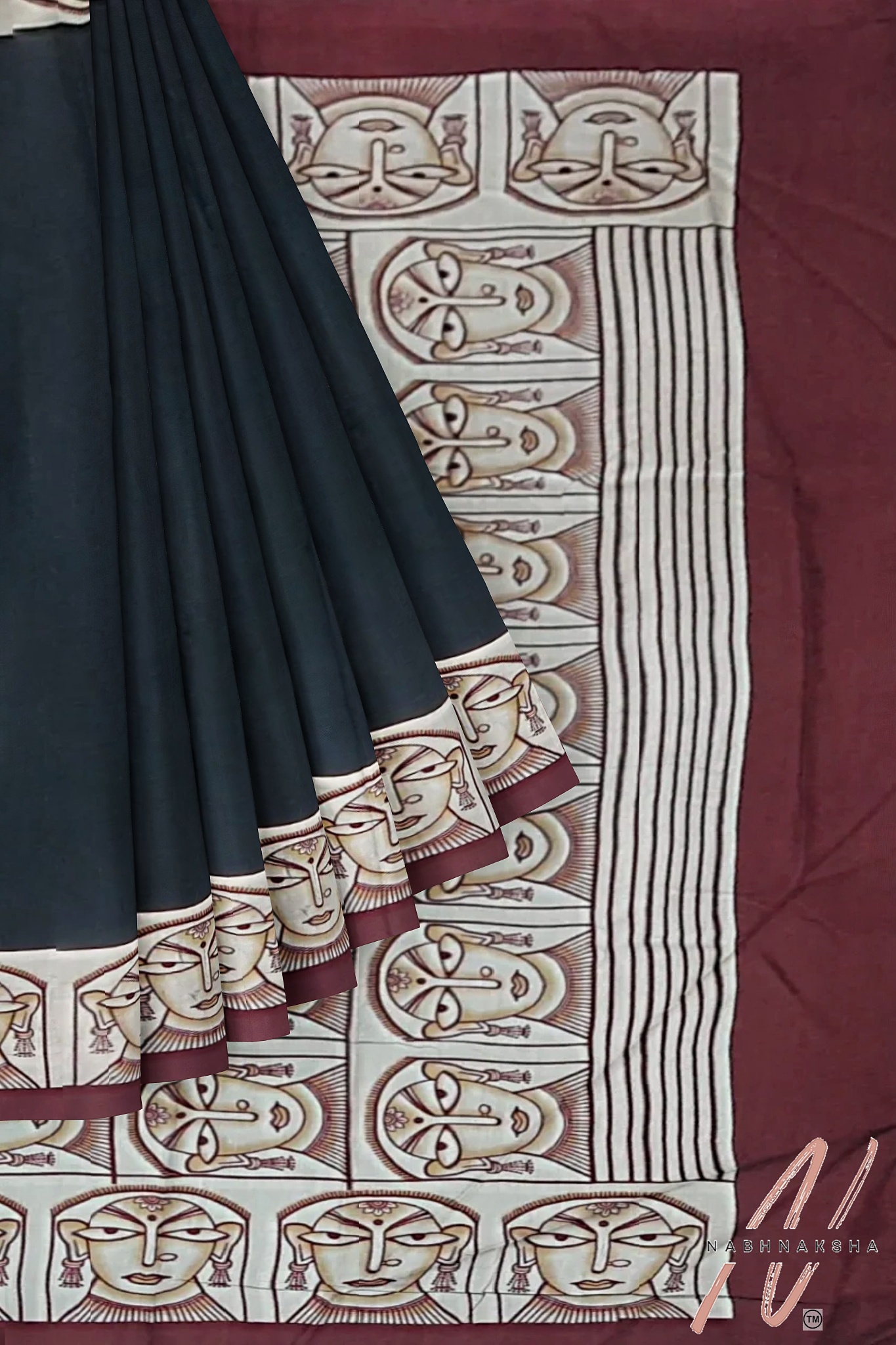 Black - Maroon Silk Saree - Image 4