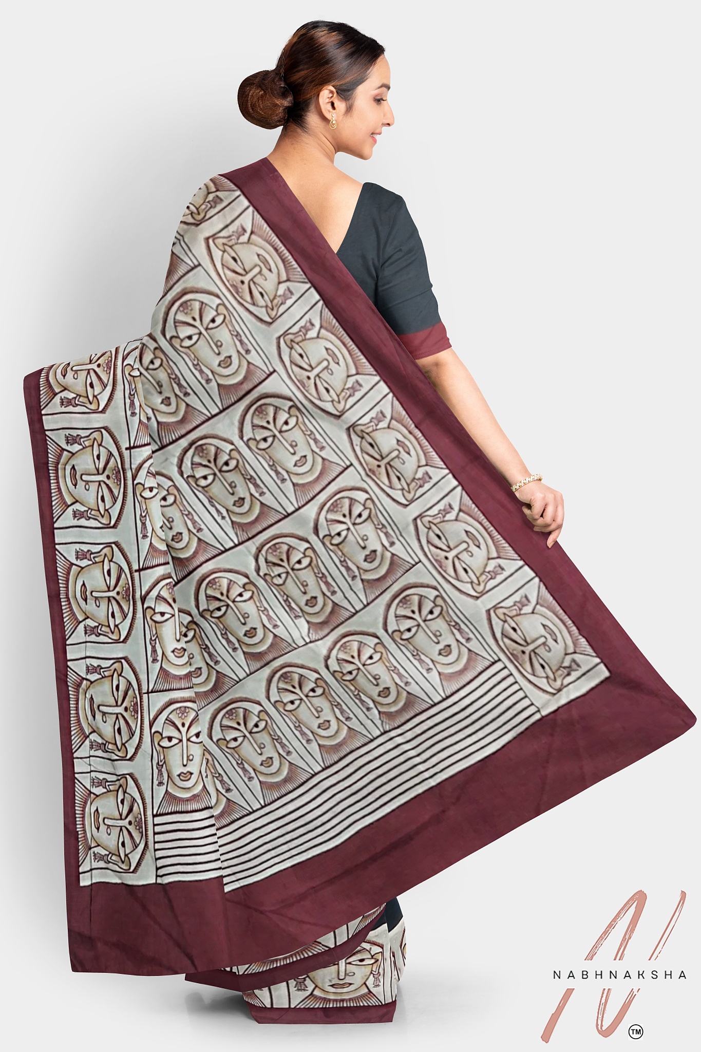 Black - Maroon Silk Saree - Image 3