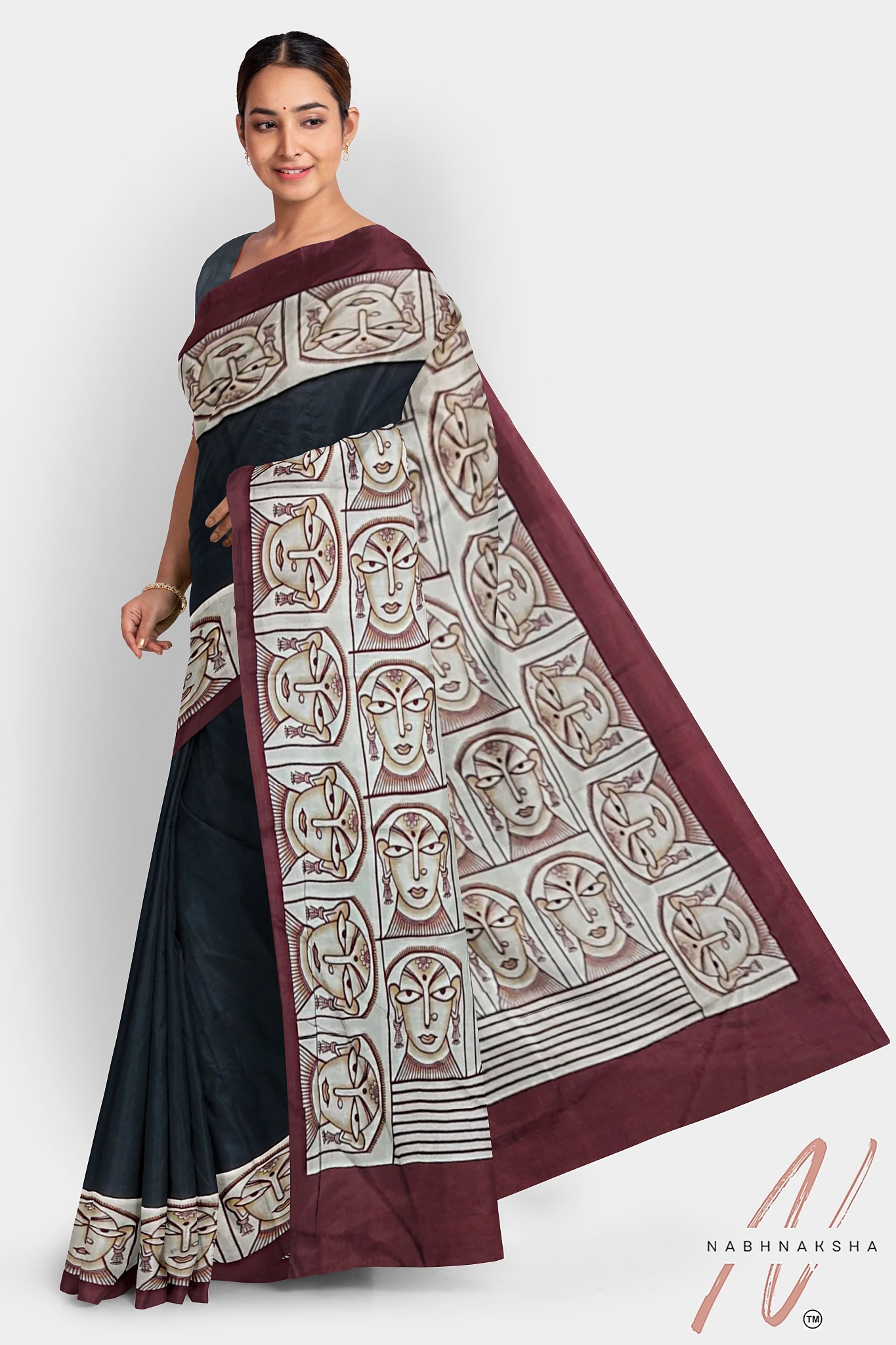 Black - Maroon Silk Saree
